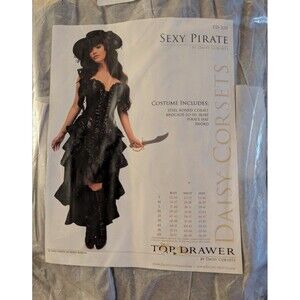 NEW Sexy Daisy Corsets Pirate Costume Steel-Boned Brocade Corset Skirt Sword